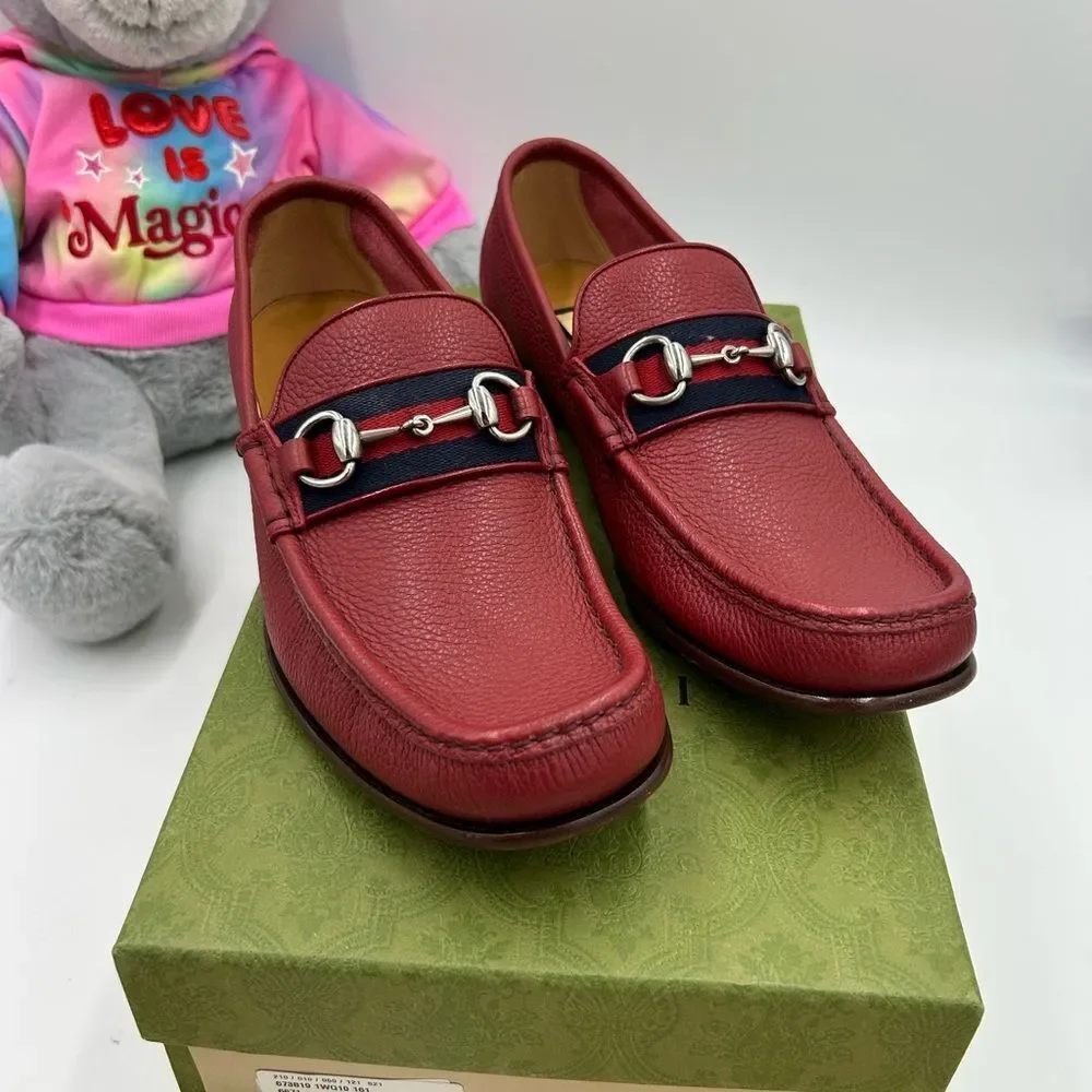 Men's Gucci horse bit web striped loafer size 9 fit 10 US made in Italy